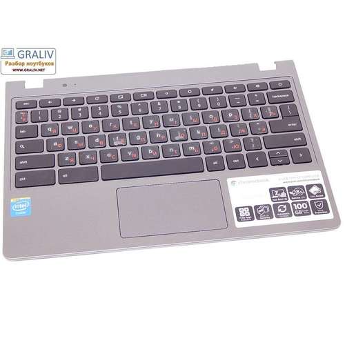 Палмрест, верхняя часть ноутбука с клавиатурой Acer Chromebook C720 NSK-RA0SQ