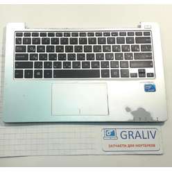 Верхняя часть корпуса, палмрест с клавиатурой и динамиками, ноутбука Asus X201E, 13NB00L1AM0102
